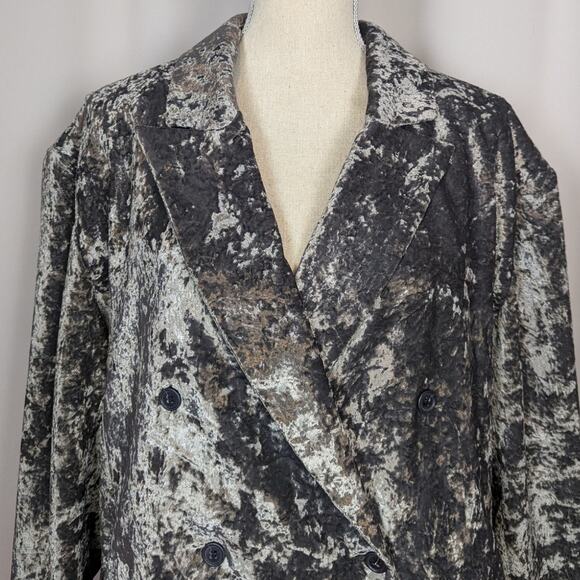 Treasure & Bond Double Breasted Crushed Velvet Blazer Gray Size 2X - Picture 10 of 14